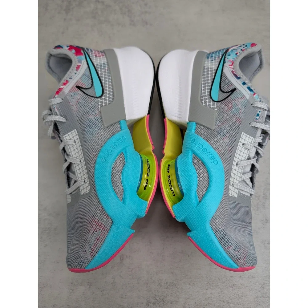 Nike SuperRep Cycle 2 Women's Gray Training Shoes US 7 Turquoise Pink CW2317-002